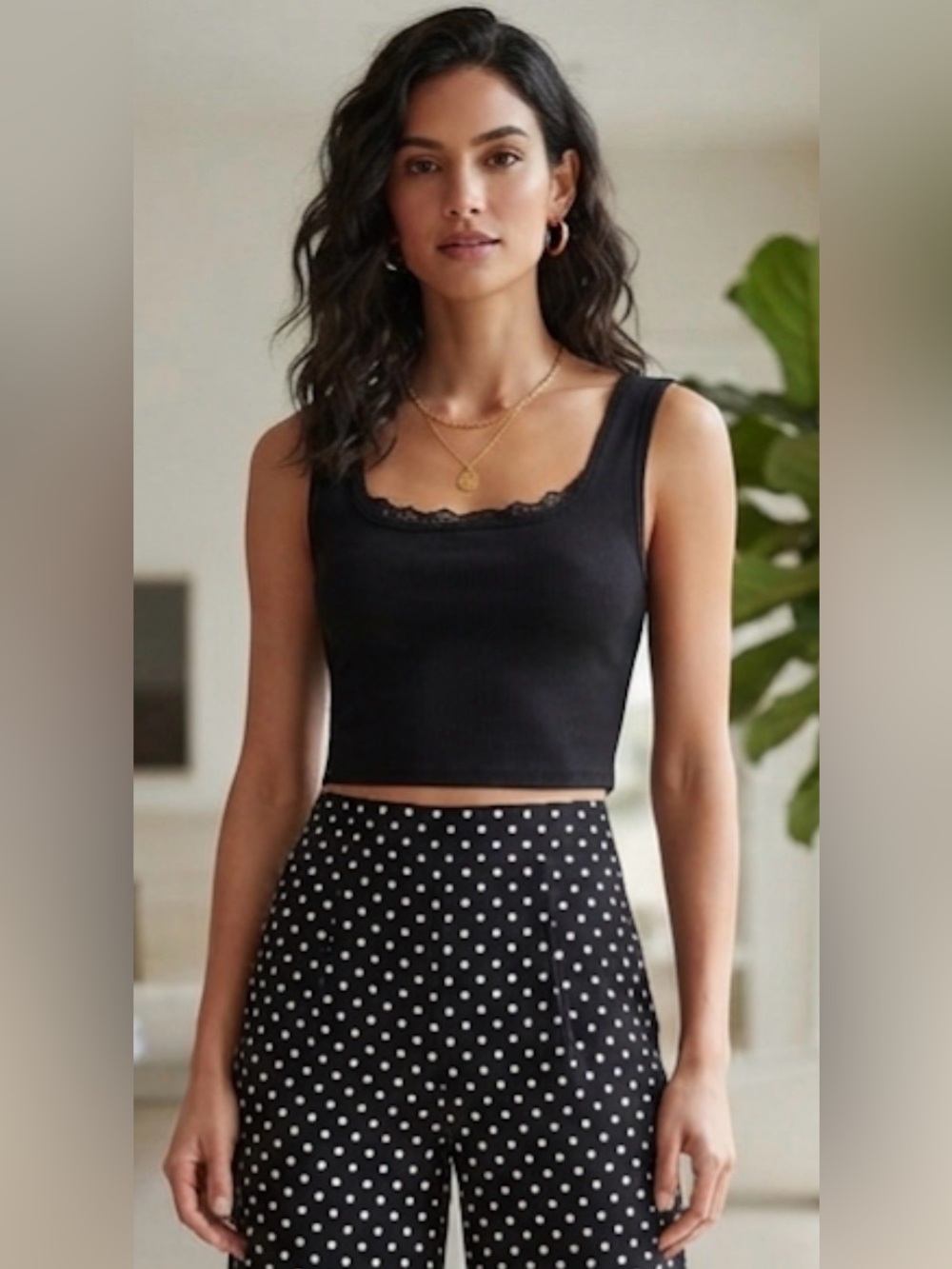 Say Anything Black Lace Trim Tank Top